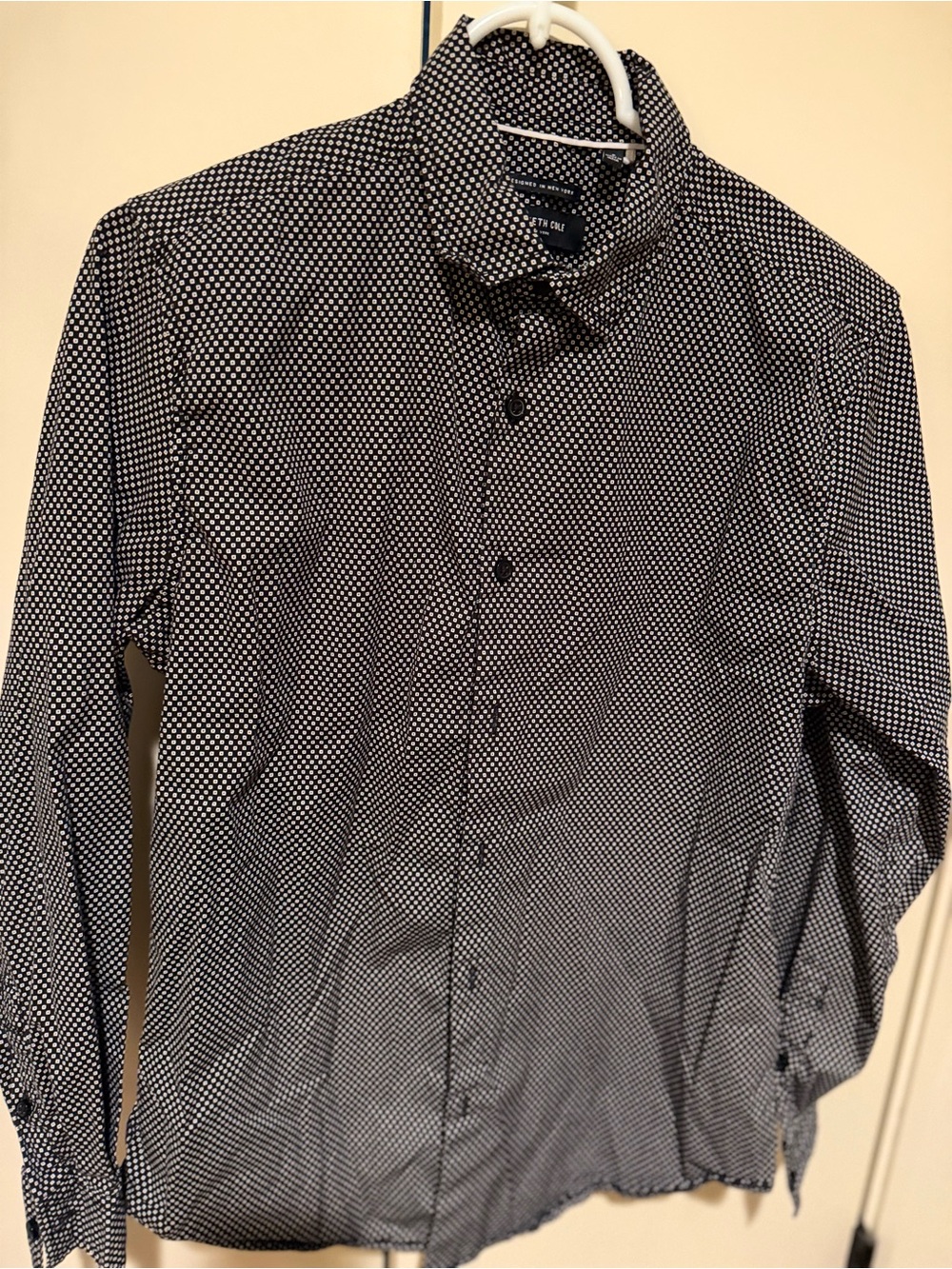 Kenneth Cole Black and White Microdot Dress Shirt